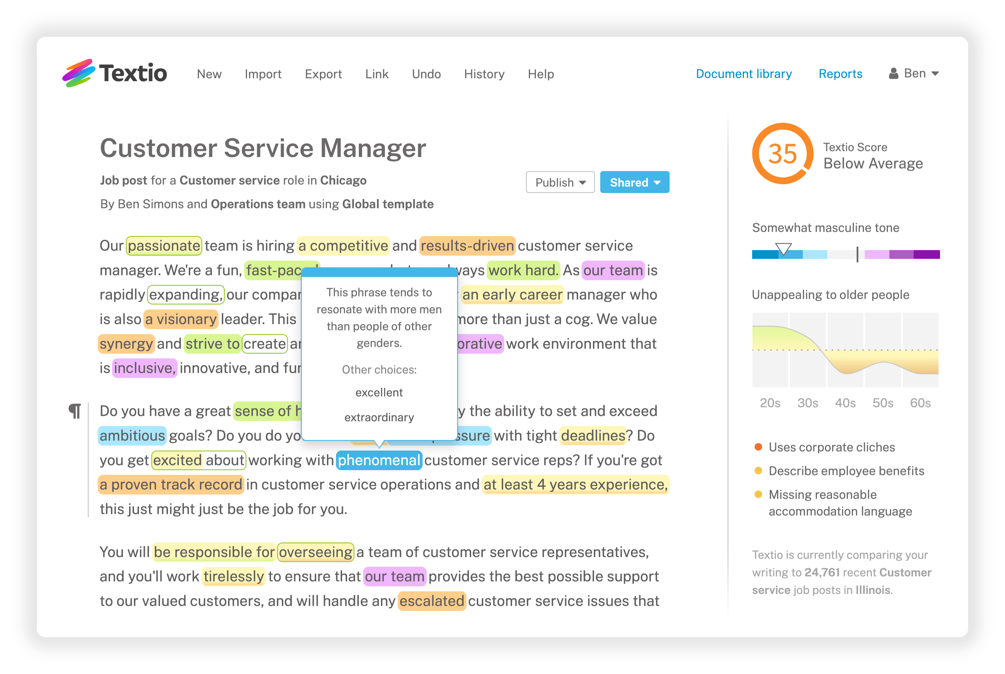 Textio UI screenshot 5
